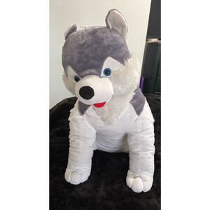fun & fun husky dog doggy giant 30" plush stuffed animal tall